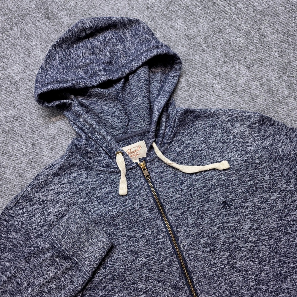Original Penguin Men's Size M Full Zip Hoodie Blue Marled Heathered Knit Sweater